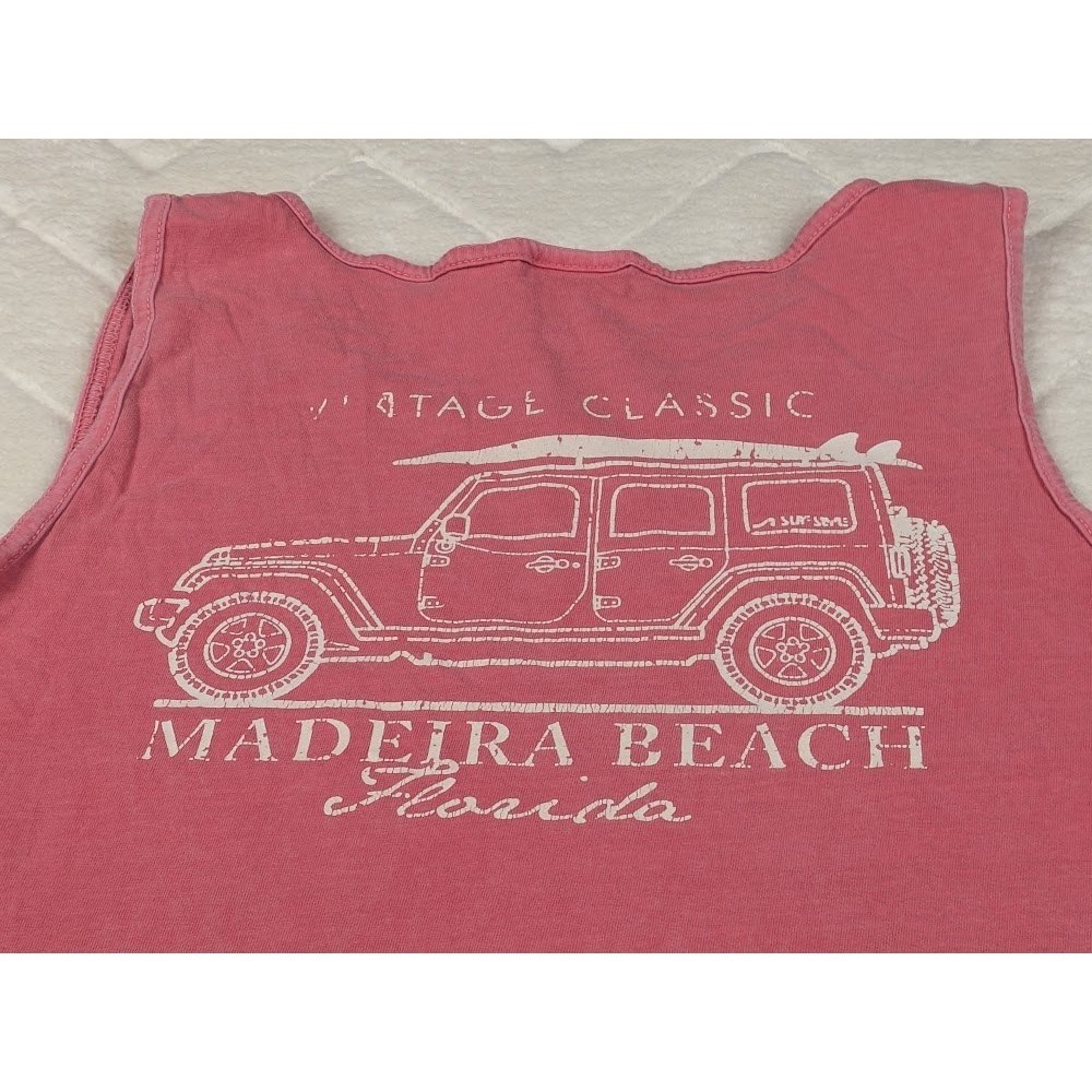 Comfort Colors Madeira Beach Florida Tank Top Pink Cotton Graphic Small